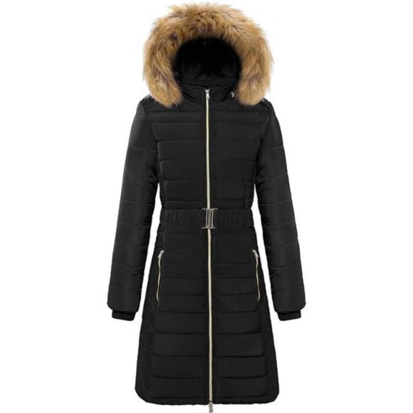 Women's Long Winter Coat Hooded Puffer Coat Warm Waterproof Puffy Jackets - Picture 1 of 9